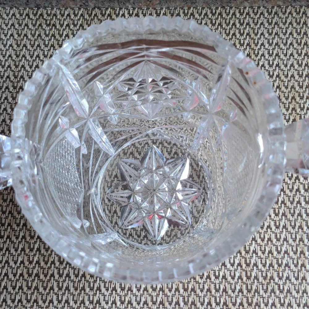 Vintage Italian Crystal Ice Bucket Cut Glass Saw Tooth Edge